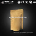 Grade alimentar impresso ziplock marrom stand up natural kraft saco de papel